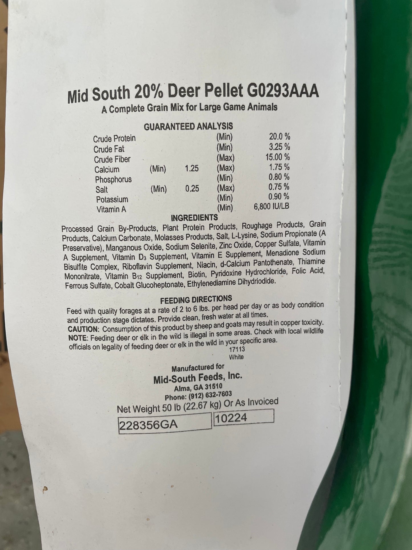 20% Deer pellets
